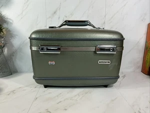 Vintage American Tourister Hartschalenkoffer Handgepäck Schminkgepäck ~ olivgrün ~  - Bild 1 von 24