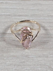 10K Gold Ring With Stone (Amethyst?) For Scrap Ring Looks Bent 2.2 Grams - Picture 1 of 8