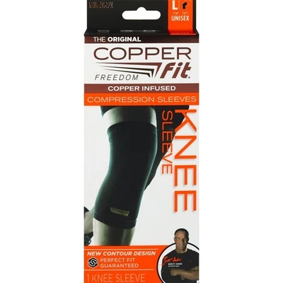 Manga de rodilla de compresión talla GRANDE COBRE FIT UNISEX, 14"-16" diseño de contorno Foto 1 de 3
