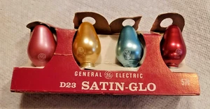 Four Vintage GE Circle D23 Satin-Glo Christmas Lamps Bulbs Replacements ￼ - Picture 1 of 4