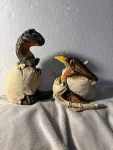 2 Vintage Hatchlings Dinosaurs Hand Crafted Shade Tree Creations 1989 - Picture 1 of 14