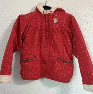 Vtg Oshkosh Hoodie Jacket Sherpa Lined ZipFront Floral Sz 6x Girl Kids USA READ - Picture 1 of 24