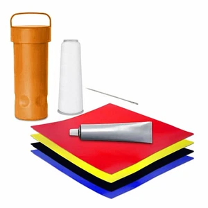 Kit de reparación inflable comercial - 4 parches de vinilo de PVC de 15 oz pegamento hilo de aguja - Imagen 1 de 5