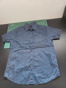 Camisa RVCA Manga Corta Abotonada Para Hombre Talla Grande L Calce Ajustado Azul Floral Verano - Imagen 1 de 6