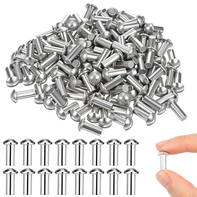 GTZIQA 150 Pack 3/16" Diameter x 1/2" Length Solid Aluminum Brazier Head Rivets