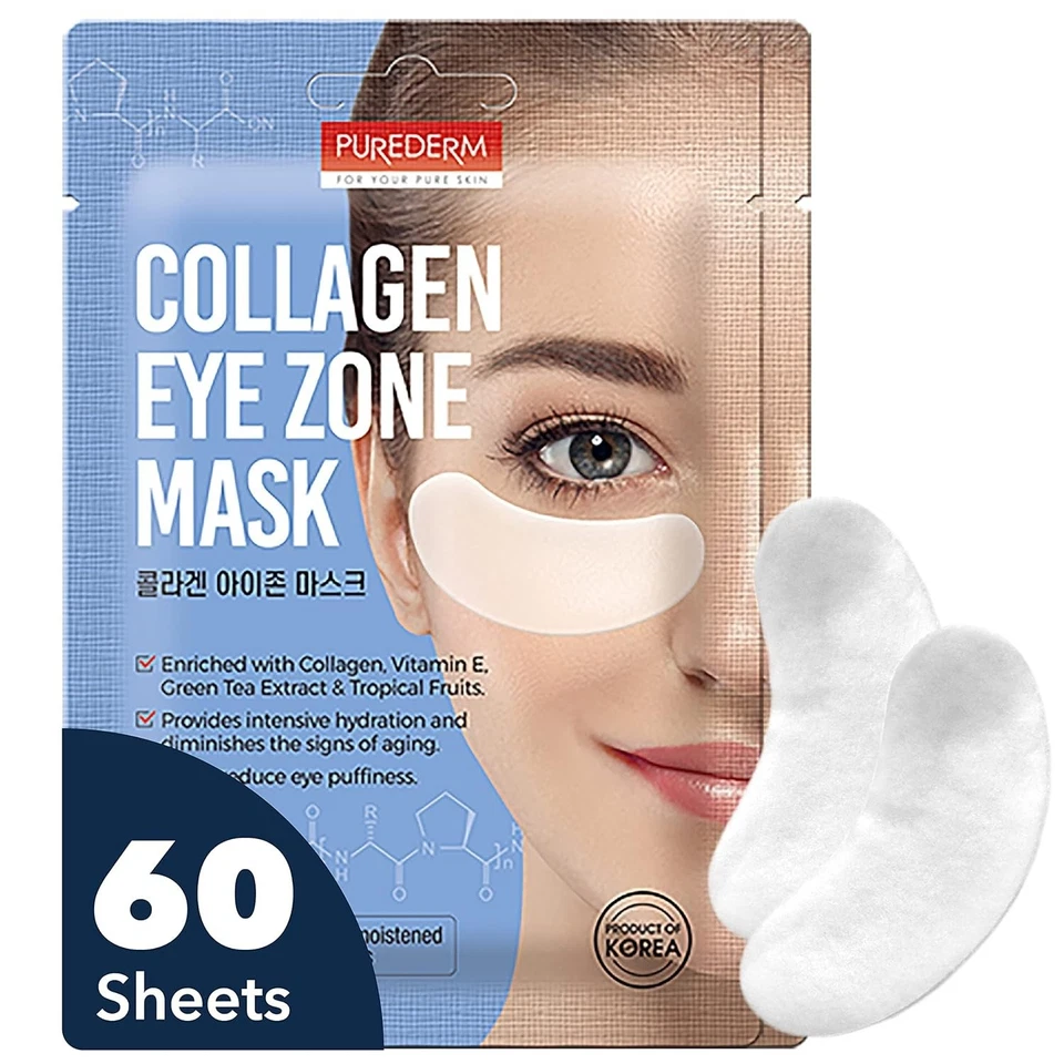Máscara de ojos de colágeno de lujo almohadillas de colágeno para mujer de Purederm paquete de 2 de 30 hojas Foto 1 de 4