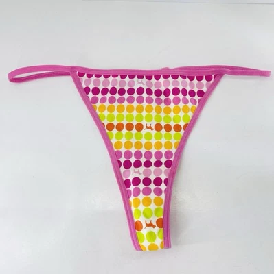 Victoria Secret Pink Y2K 2007 Dot Dog Low Rise V String Thong Panty Sz L READ - Image 1 of 4