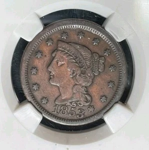 1853 BRAIDED HAIR LARGE CENT~VF NGC GENUINE STACKS W 57TH ST COLLECTION - Picture 1 of 4