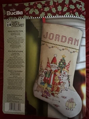 Santa & the Gang -Mary Engelbreit Cross Stitch Christmas Stocking KIT - RARE HTF - Image 1 of 4