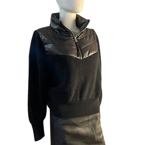 Varley Daines Negro Media Cremallera Pullover Puffer Suéter Chaqueta Talla M - Imagen 1 de 6