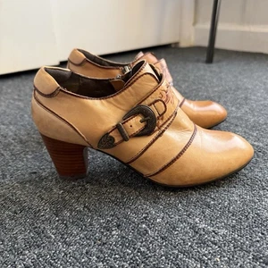 Spring Step L’Artiste Bamboo Tan Short Ankle Booties EU 37 US 6.5 - Picture 1 of 12