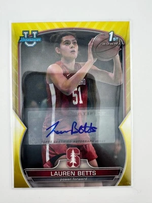 2022-23 Bowman University Chrome Prospect Auto Lauren Betts Yellow /75 - Image 1 of 2
