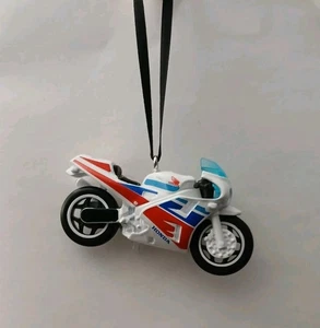 Honda VFR750R Custom Christmas Motorcycle Ornament 1/64 Die-cast White - Picture 1 of 2