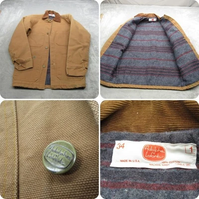 Adolphe Lafont Chore Coat Men Small? 34 Blanket Lined Canvas LOGO VTG USA 70s - Image 1 of 4