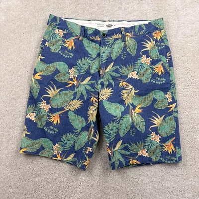 Pantalones Cortos Old Navy Para Hombre Talla 34 Azul Verde Floral Frente Plano Bermudas Ultimate Slim Foto 1 de 4
