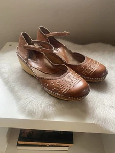 Zapatos Colección Artesanal Mujer’s 7 Retro Estilo Mary Jane Cuero Tacones de Cuña - Imagen 1 de 8
