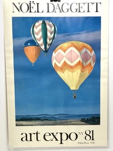 Vintage Noel Daggett New York Art Expo Original Poster Hot Air Balloons 30x20.5 - Picture 1 of 6