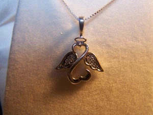 KAY'S JANE SEYMOUR 16 DIAMANTEN STERLINGSILBER OFFENES HERZ ENGEL ANHÄNGER UND KETTE - Bild 1 von 10