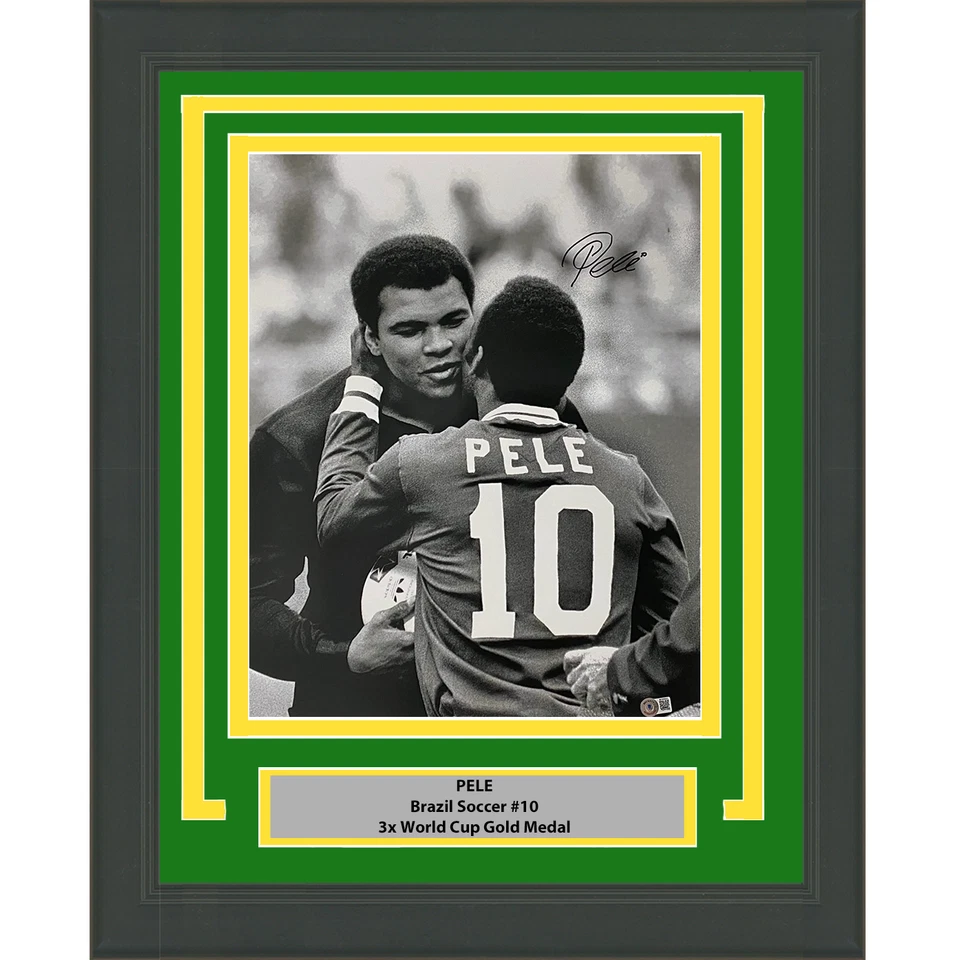 Foto enmarcada autografiada/firmada de Pelé fútbol de Brasil 16x20 con Muhammad Ali BAS Foto 1 de 1
