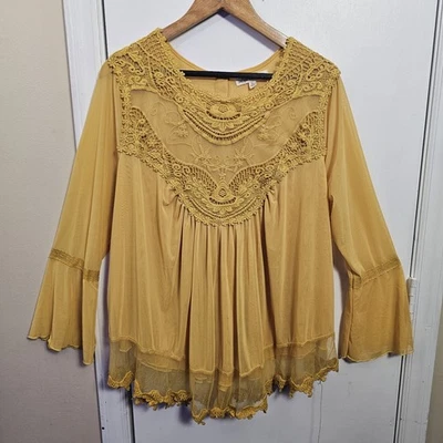 Blusa Indigo Thread Feminina Fada Transparente Boho Extravagante Festival Camponesa Flutuante Extra Grande - Imagem 1 de 4