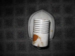 Antique 1920's art deco bathroom procelain wall sconce silver trim single - Picture 1 of 2