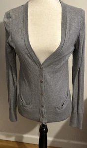 Banana Republic Cardigan Sweater Womens Medium Gray Button Front Cotton Cashmere - Picture 1 of 3