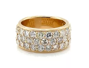 Anniversary Ring 3 Row Natural Mined Diamond Band 3ct 14K Brand New Size 6.5 - Picture 1 of 6