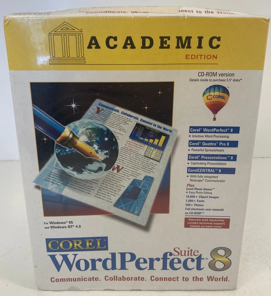 Corel WordPerfect Suite 8 PC For Windows 95/NT 4.0  CD-ROM Brand New Sealed - Image 1 of 4