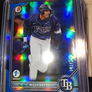 2022 1ST ED BLUE FOIL BOWMAN DRAFT WILLY VASQUEZ RC 141/150 -TAMPA BAY RAYS - Picture 1 of 8