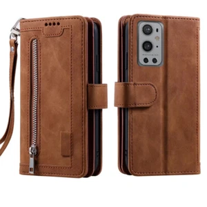OnePlus 9 Pro Wallet Case,Leather Zipper Magnetic Flip Card Case For OnePlus 9 P - Picture 1 of 26