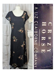 Crazy Horse by Liz Claiborne Maxikleid Leinenmischung seitlich Knopfleiste Blumen 10 - Bild 1 von 7