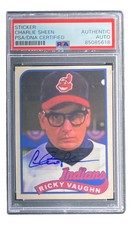 Charlie Sheen Signed Major League Trading Card PSA/DNA