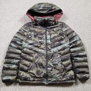 Volcom Jacket Womens Small Camo Duck Down Puffer Quilted Hooded Bomber - Picture 1 of 13