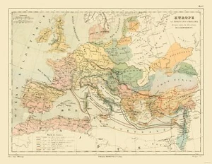 Historic Map - Europe Crusades - Cortambert 1880 - 29.71 x 23 - Vintage Wall Art - Picture 1 of 20