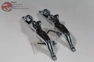 Nude Naked Lady Girl Figure Woman Model Chrome Grab Handles Hod Rod Custom Truck - Image 1 of 4