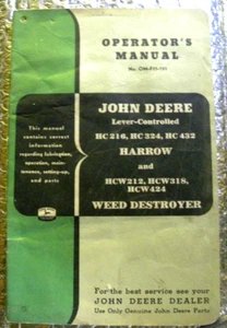 Factory John Deere Operators Manual Lever Controlled Harrow BC216 BC324 BC432 + - Picture 1 of 5