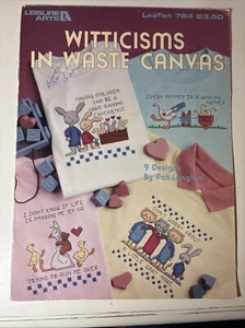 Leisure Arts Craft Leaflet #784 Witticisms in waste canvas 9 Designs Vintage '89 - Picture 1 of 3