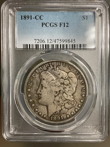 1891 CC MORGAN SILVER DOLLAR $1 PCGS F12 47599845 Cover