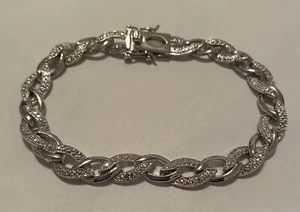 Sterling Silber 7 1/2" Perlen Gliederarmband 17,1 Gramm - Bild 1 von 9