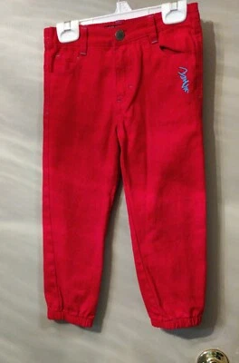 Детские джинсы COOGI размер 4T с вышивкой красные унисекс эластичные лодыжки  - Изображение 1 из 4