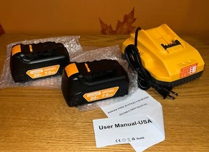 Lenoya 2-pk Replacement for Dewalt 20V Battery 7000mAh + 12v/20v Charger DCB112 - Picture 1 of 1