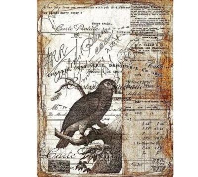 Wash Paper with Bird Art Print for Scrapbook and Junk Journal Background Paper. - Image 1 of 4