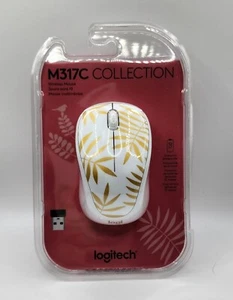 Logitech Wireless Optical Mouse White Bamboo Gold Leaves - M317C - Picture 1 of 1