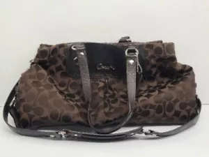 Borsa a tracolla Coach Authentic Ashley Signature marrone raso G1051 F15510 - Foto 1 di 7