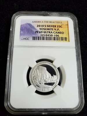 2010 S Silver Yosemite N.P. Quarter A.T.B. Certified NGC PF 69 Ultra Cameo  - Image 1 of 4