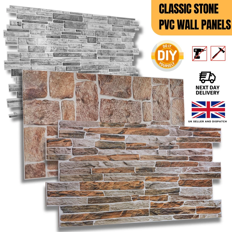 3D Wall Cladding Panels - Decorative Brick Slate Effect PVC Paneling - Image 1 of 1