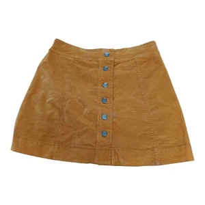 Madewell Damen-Minirock 4 Kastanie samtig vorne mit Knopfleiste nach unten dehnbar - Bild 1 von 13