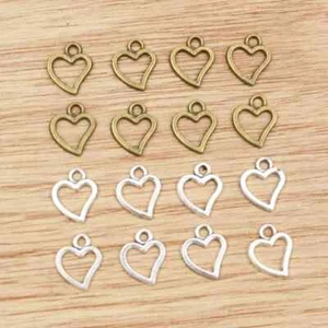 50pc Mini Heart Charm Bracelet Small Hearts Necklace Pendant DIY Jewelry Making - Picture 1 of 26