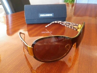 Женские солнцезащитные очки Dolce & Gabbana большого размера коричневые золотистые леопардовый принт DG2018 185/73 - Изображение 1 из 4