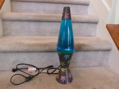 Blue Liquid Green Wax Lava Lamp Marijuana Leaf Pot Cannabis Weed Hemp 16.25" - Image 1 of 4